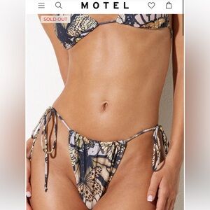 Motel Rocks Leyna Bikini Bottom In Abstract Butterfly Gold NWT